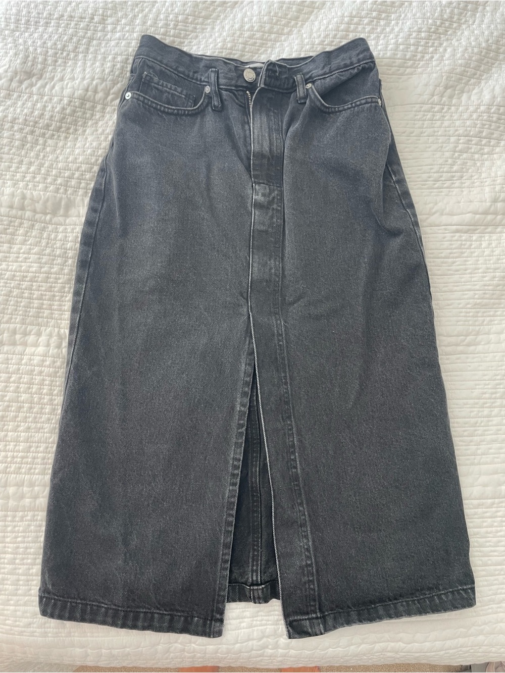 Mango Black Midi Denim Skirt